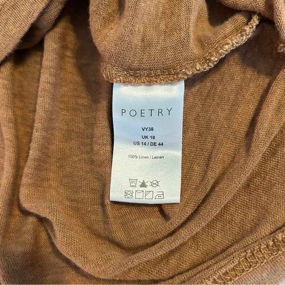 Poetry Women’s Linen Tunic Top Size 14 Brown - Picture 5 of 6
